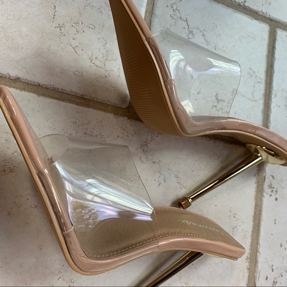 KingKing Perspex Pointed Peep Toe Heel Mule - Picture 5 of 5